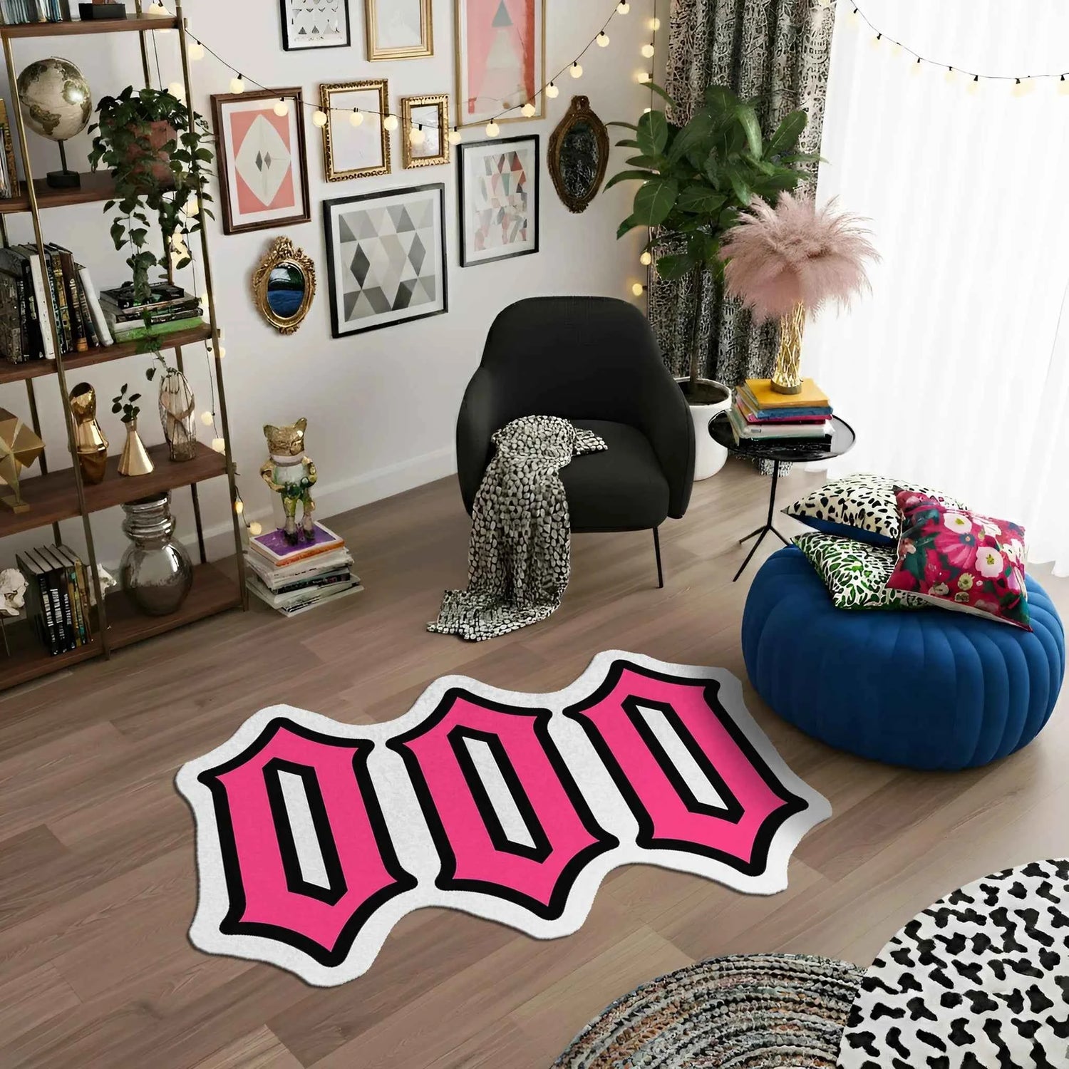 000 Angel Number Pembe Numeroloji Halısı | Melek Sayısı Temalı Dekoratif Paspas