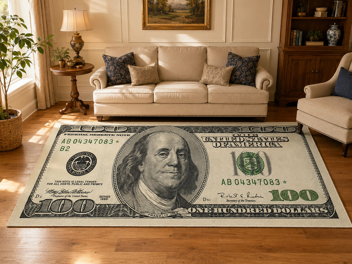 100 Dolar Banknot Baskılı Halı