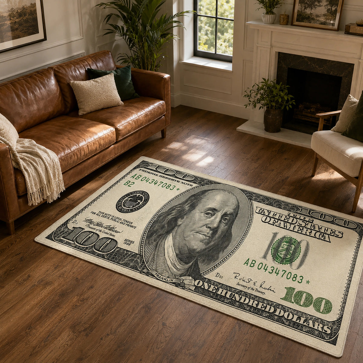 100 Dolar Banknot Baskılı Halı