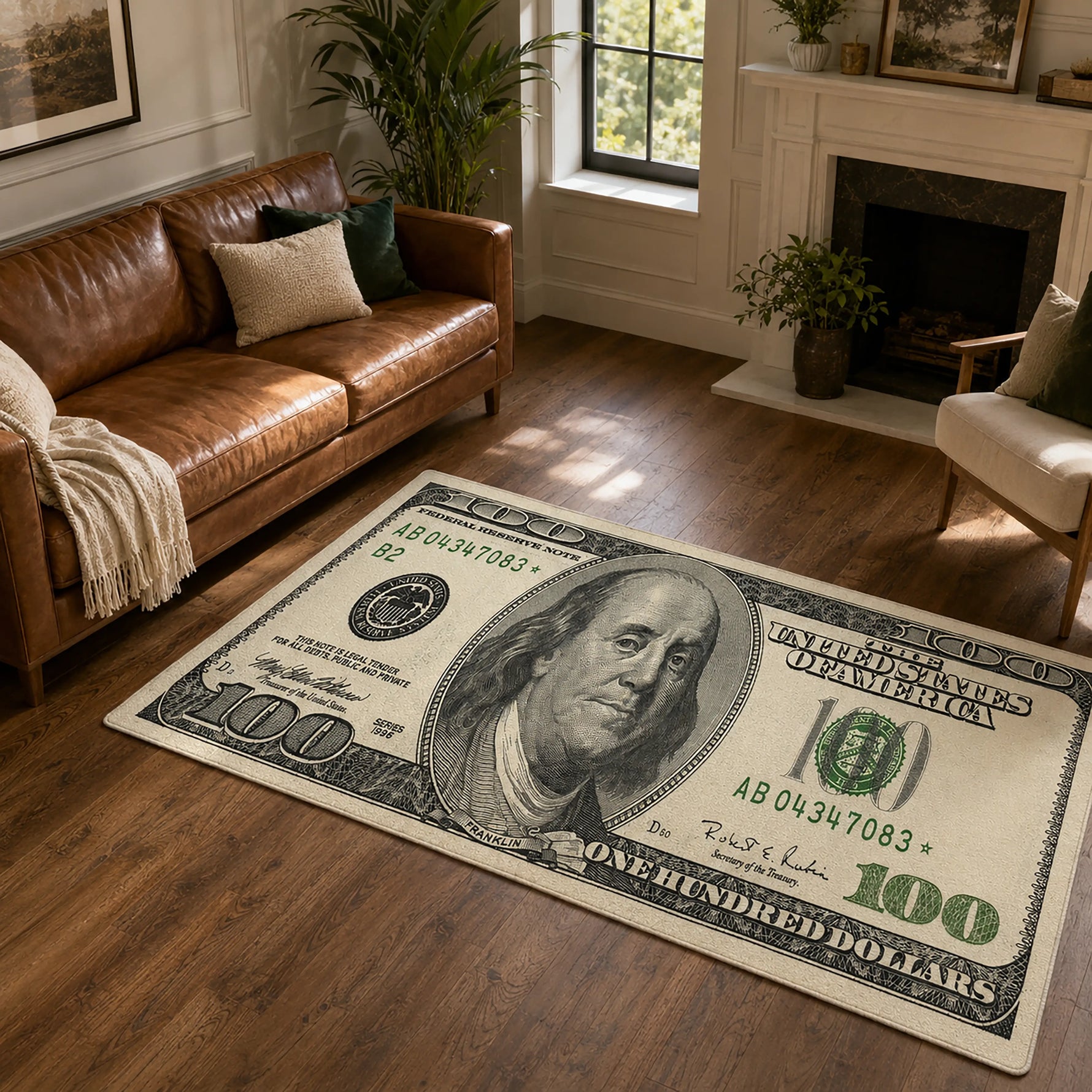 100 Dolar Banknot Baskılı Halı