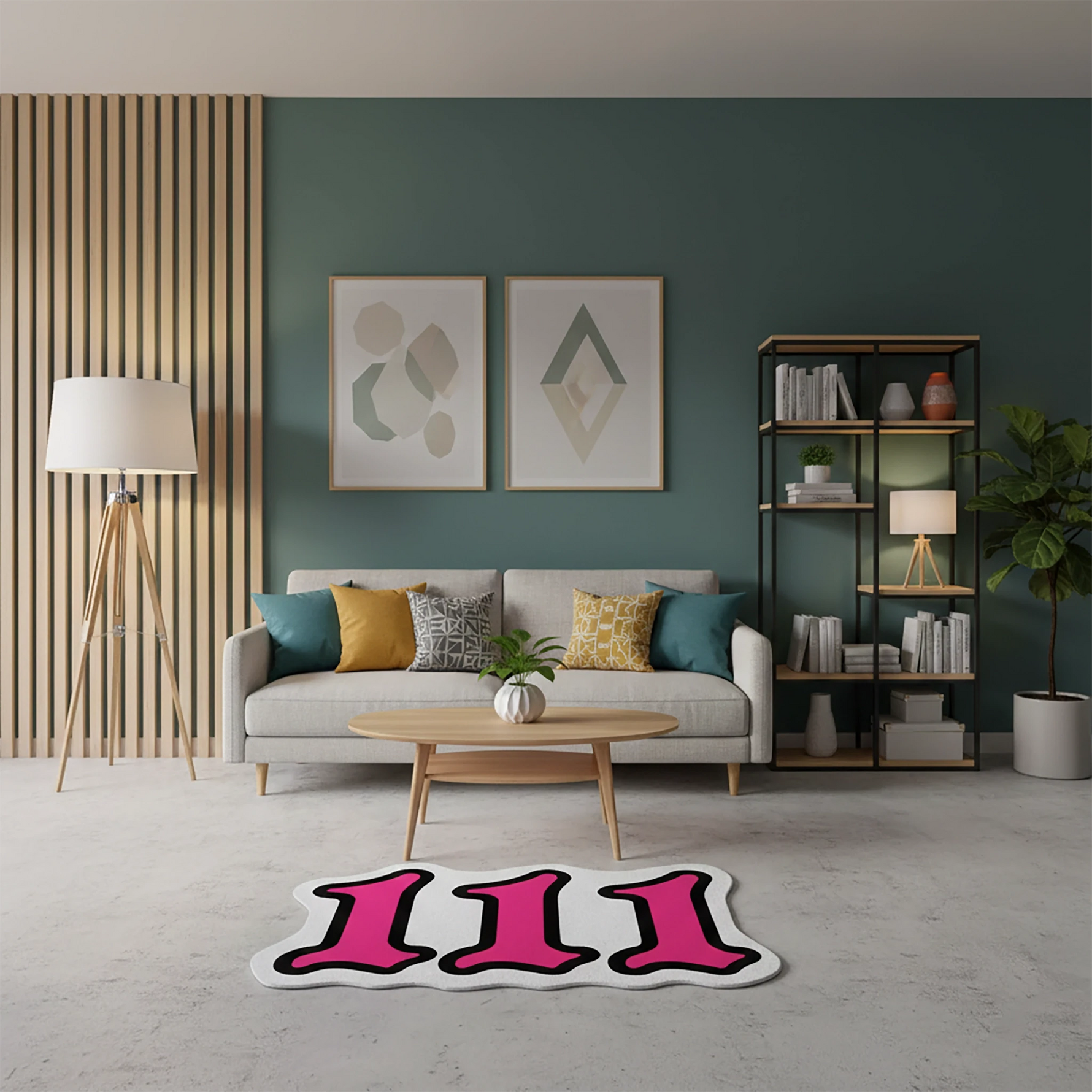 111 Angel Number Pembe Numeroloji Halısı | Yeni Başlangıçlar Temalı Dekoratif Paspas
