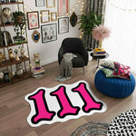 111 Angel Number Pembe Numeroloji Halısı | Yeni Başlangıçlar Temalı Dekoratif Paspas