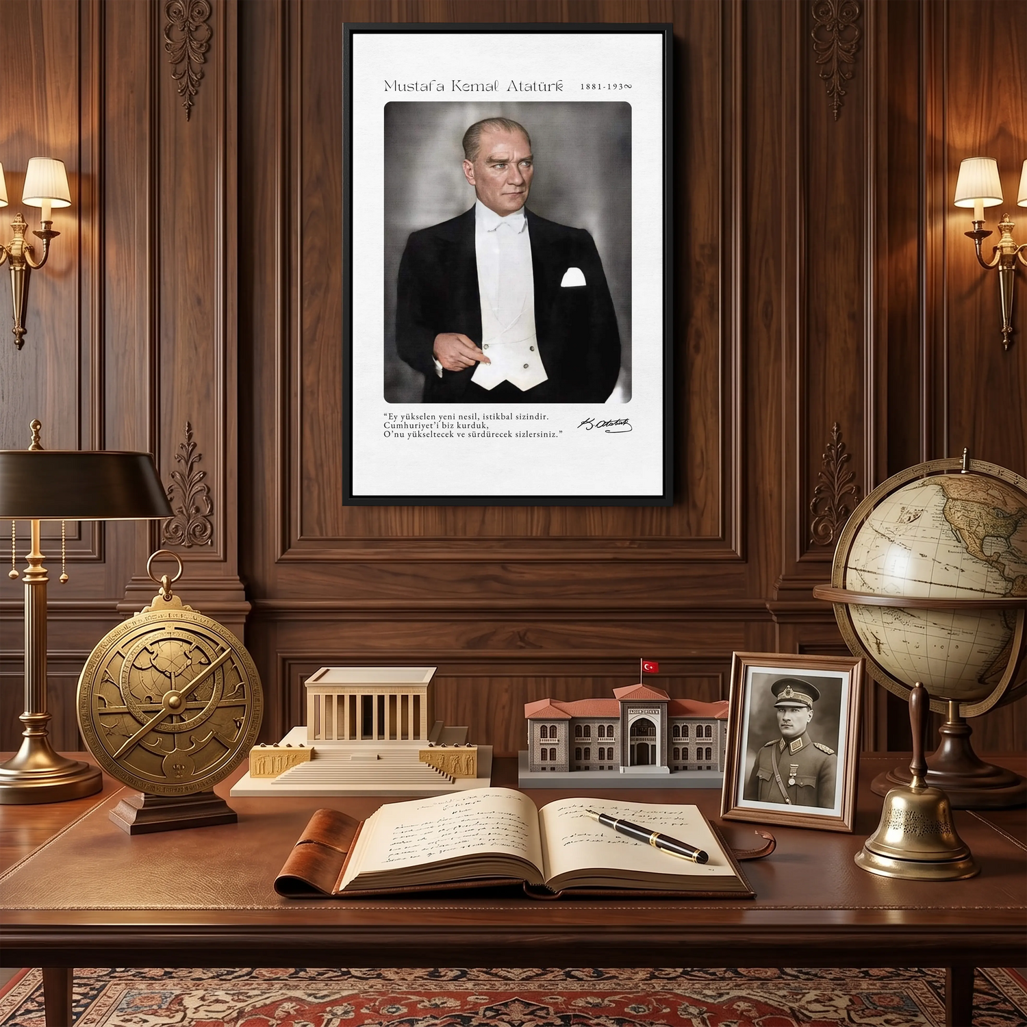 Atatürk Portresi – 'İstikbal Sizindir' Yazılı Çerçeveli Tablo & Poster