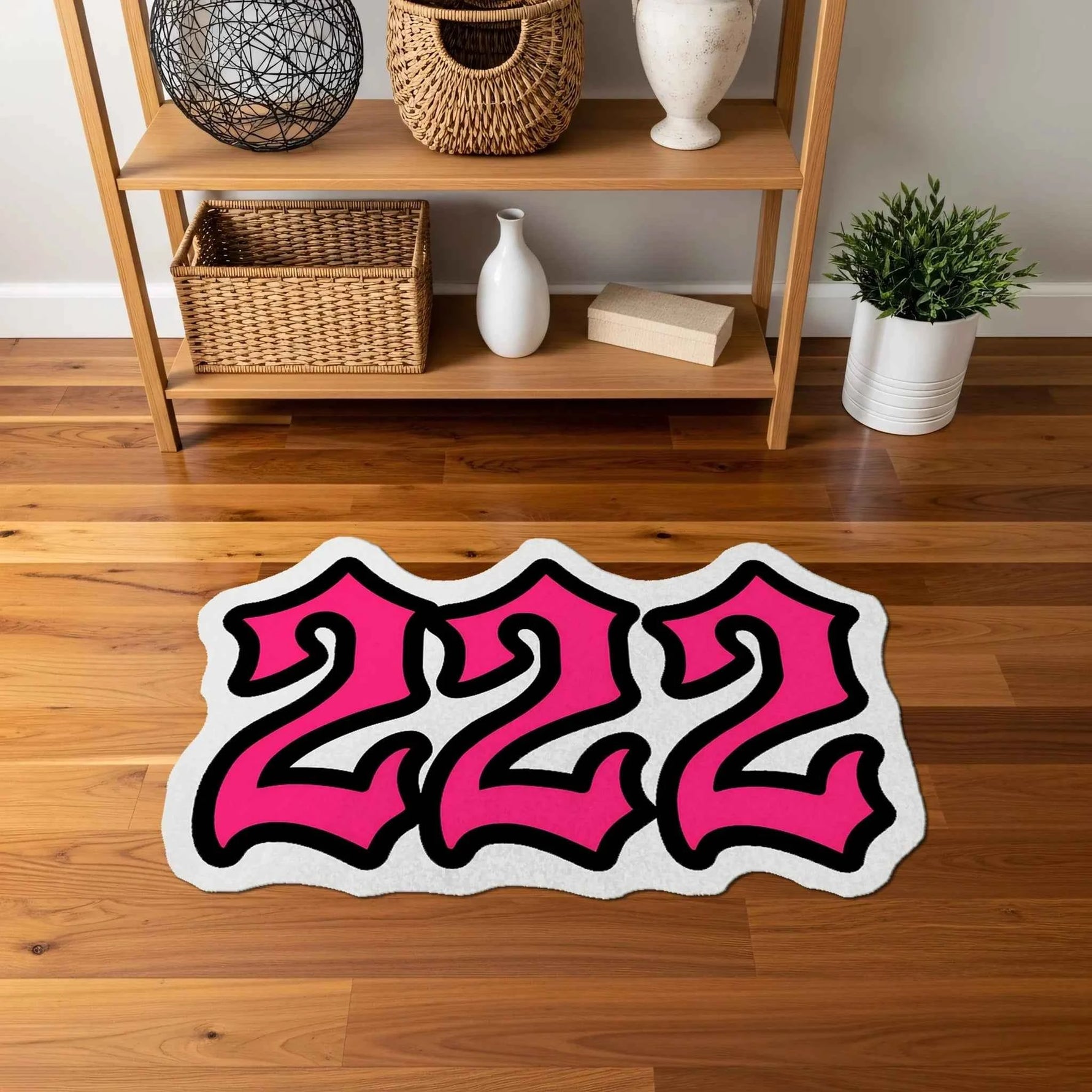 222 Angel Number Pembe Numeroloji Halısı | Uyum ve Denge Temalı Dekoratif Halı