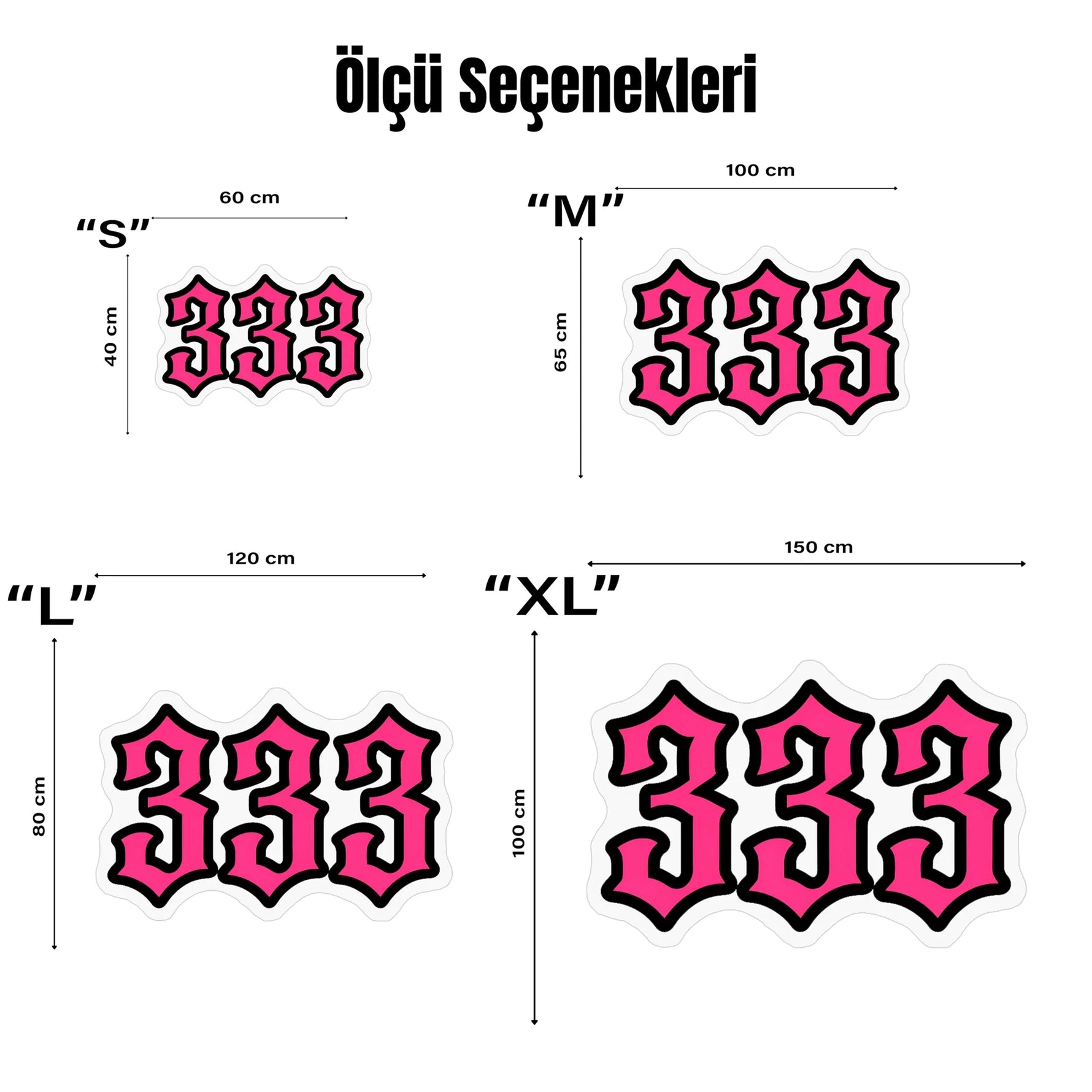 Graffiti etkili tipografik halı; canlı pembe tonlarda büyük “333” rakamları, net beyaz iç hat ve kalın siyah dış kontur ile vurgulanmış, pop art estetiğinde, güçlü görsel kontrast sunan figür kesim baskı deseni.
