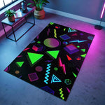 Neon Geometrik Figürlü Siyah Gamer Halısı