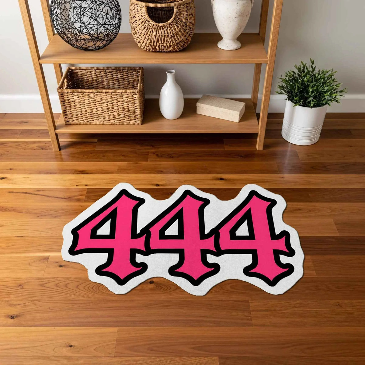 444 Angel Number Pembe Numeroloji Halısı | Korunma ve Güven Temalı Dekoratif Paspas