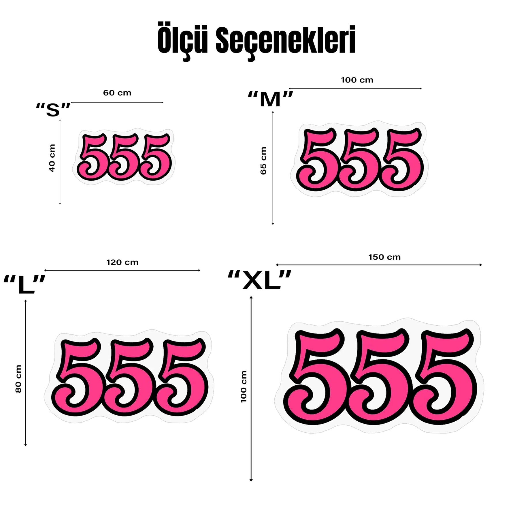 Graffiti etkili tipografik halı; canlı pembe tonlarda büyük “555” rakamları, net beyaz iç hat ve kalın siyah dış kontur ile vurgulanmış, pop art estetiğinde, güçlü görsel kontrast sunan figür kesim baskı deseni.
