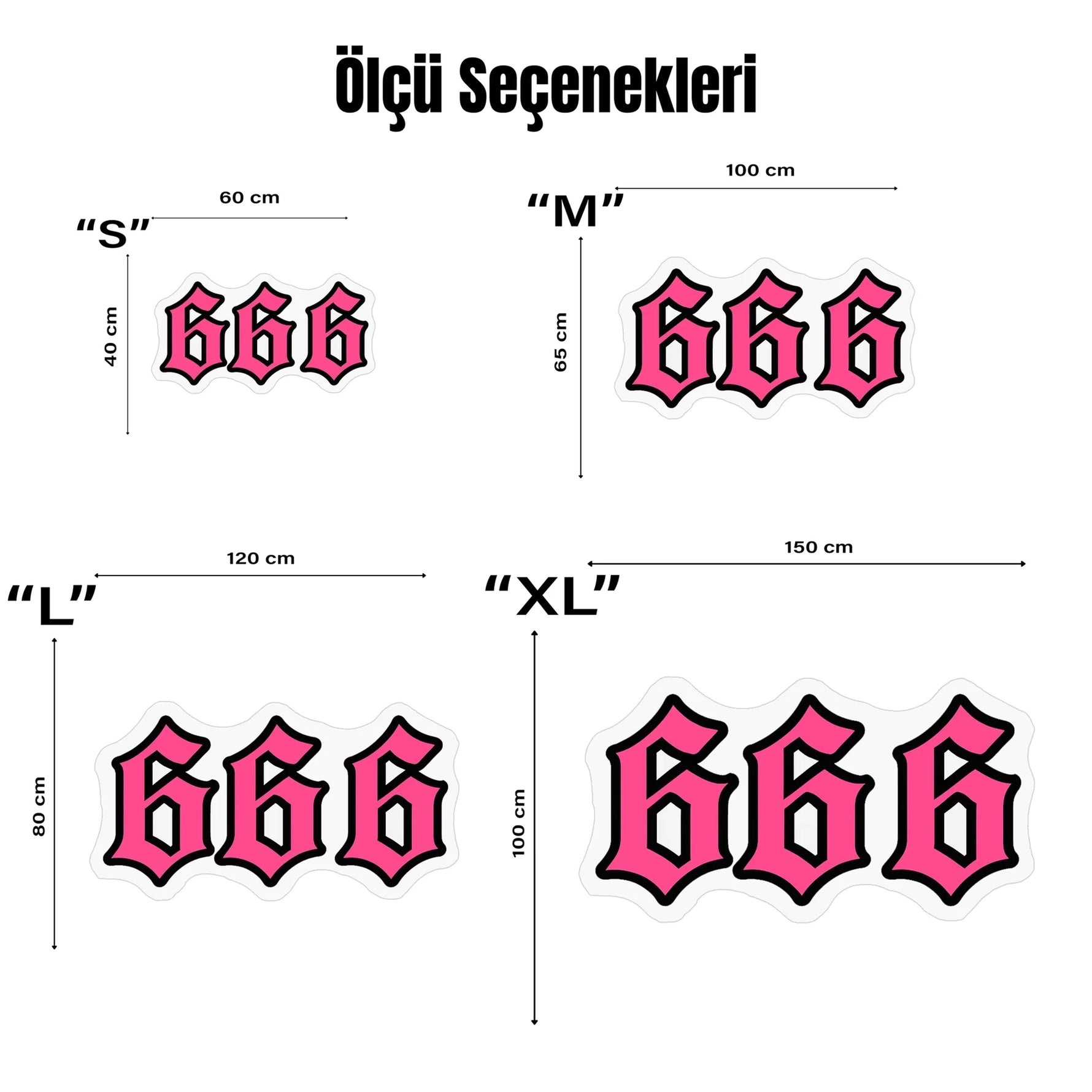 Graffiti etkili tipografik halı; canlı pembe tonlarda büyük “666” rakamları, net beyaz iç hat ve kalın siyah dış konturla çevrelenmiş, pop art estetiğinde, güçlü kontrast sunan ve dikkat çekici figür kesim tasarıma sahip baskı.
