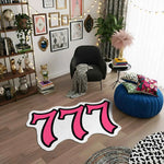 777 Angel Number Pembe Numeroloji Halısı | Şans ve Mucize Temalı Dekoratif Paspas