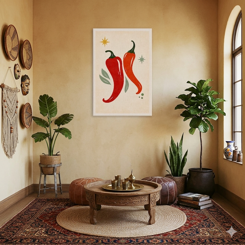 Acı Biber Minimalist Kanvas Tablo