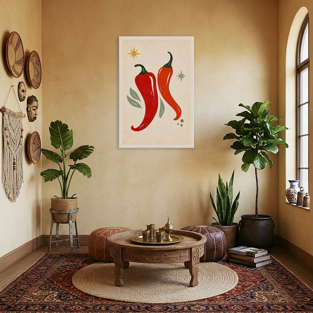 Acı Biber Minimalist Kanvas Tablo
