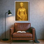 Beyaz çerçeveyle sunulan altın örtülü kadın heykeli temalı kanvas tablo, ferah ve dengeli görünümüyle klasik sanat atmosferi yaratır. Tek renk palet ve kaliteli baskı detayları sayesinde salon ve yatak odalarında zarif bir FabricUp dekoratif tablo olarak öne çıkar.