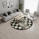 Siyah beyaz dama desenli zemin üzerinde optik illüzyon etkisi oluşturan el ve göz illüstrasyonuyla tasarlanmış bu dijital baskı halı, geometrik kontrastı ve sanatsal çizim stiliyle modern bir kompozisyon sunar. Yüksek çözünürlüklü baskı sayesinde çizgi detayları, gölgelendirme geçişleri ve şekil konturları son derece net görünür. Salon, ofis, çalışma odası ve konsept alanlarda kullanılabilecek bu özgün tasarım, görsel derinlik arayanlar için FabricUp koleksiyonunun dikkat çeken halılarındandır.
