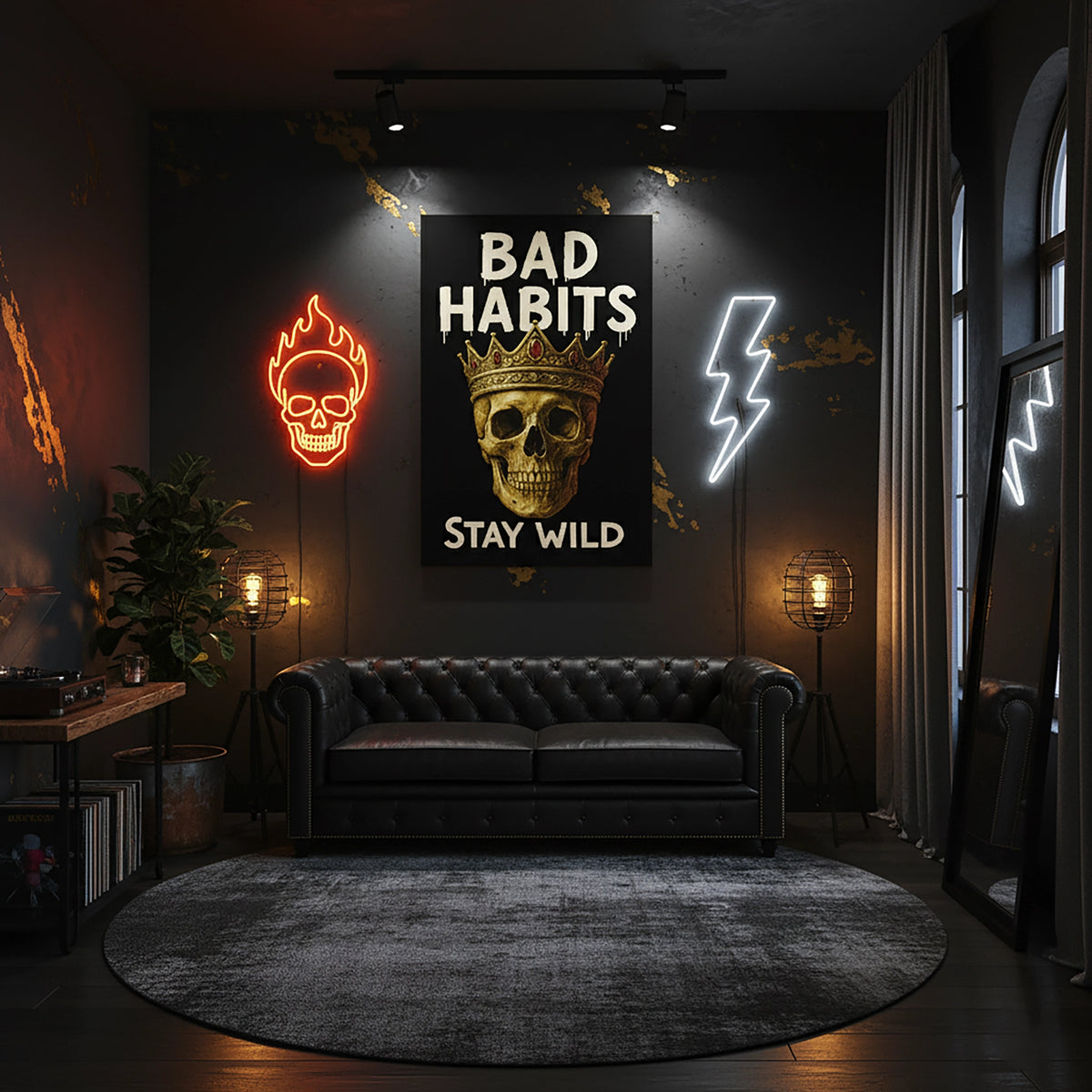Çerçevesiz kanvas tablo, klasik sanat dokusu üzerinde neon martini bardağı ve HIGH SPIRITS tipografisiyle tasarlanmış eğlenceli ve modern duvar dekoru sunar. Yüksek çözünürlüklü baskı kalitesine sahip FabricUp dijital baskı, estetik ve premium dekorasyon için dikkat çekici bir sanat eseridir.