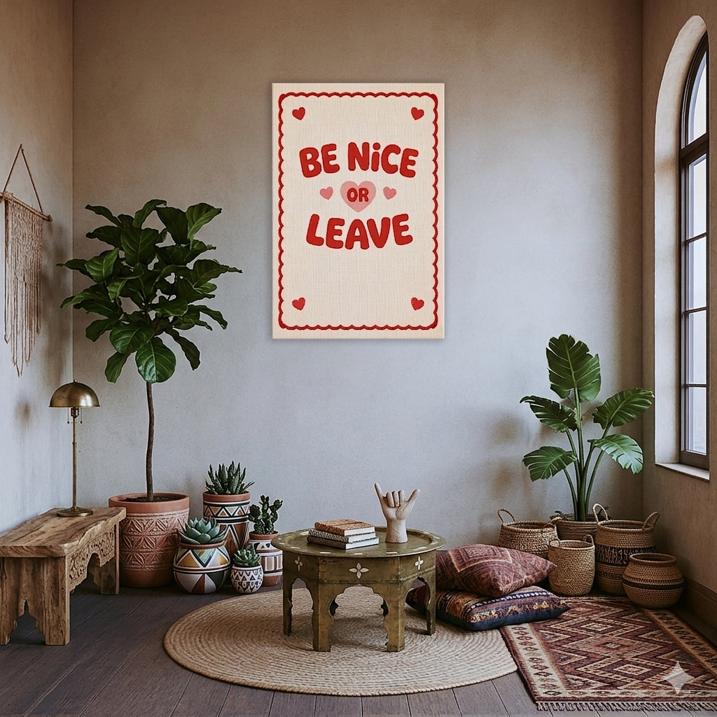 Be Nice or Leave Tablo - Dekoratif Duvar Sanatı ile Evinizi Güzelleştirin