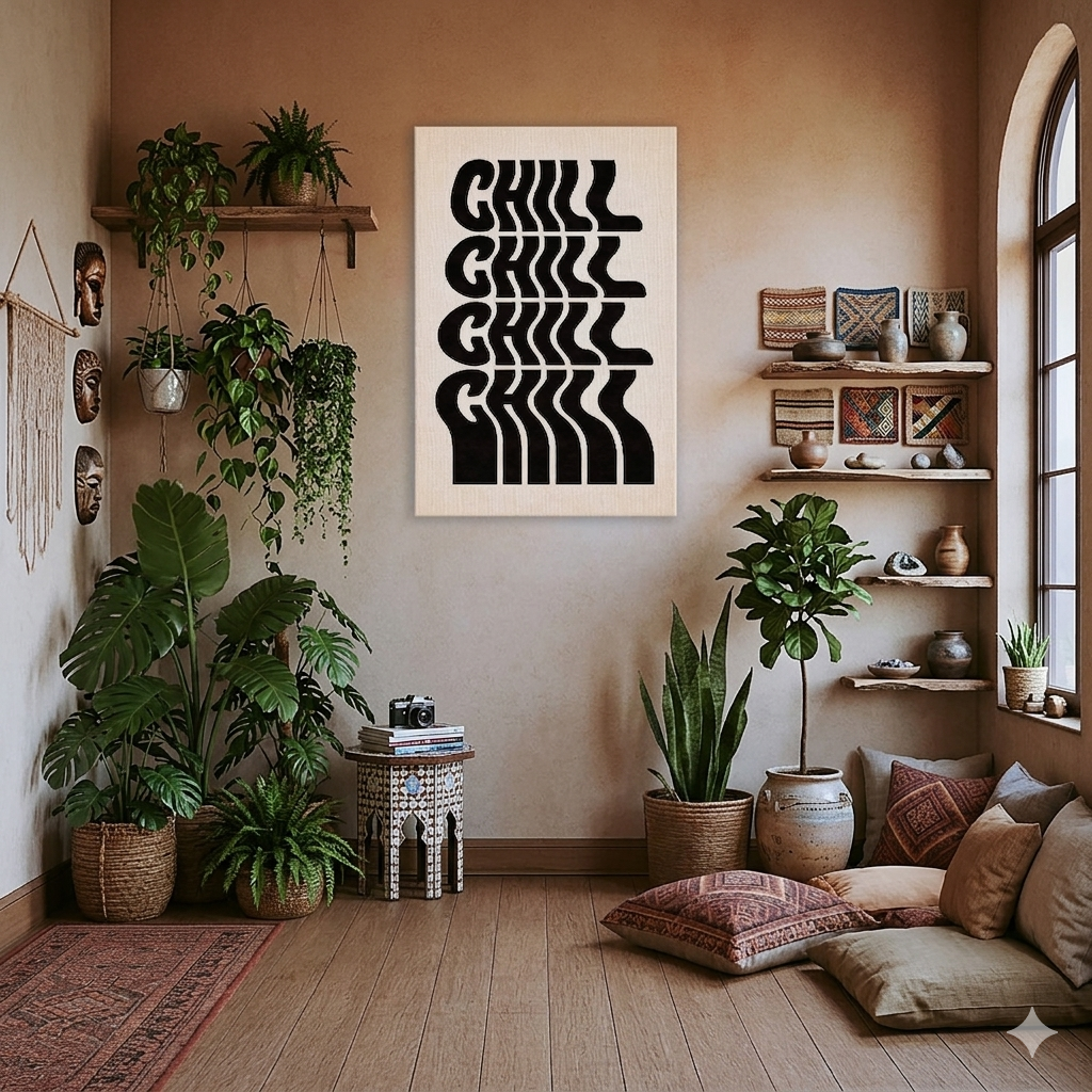 Chill Groovy Tipografi ile Şık Groovy Kanvas Tablo