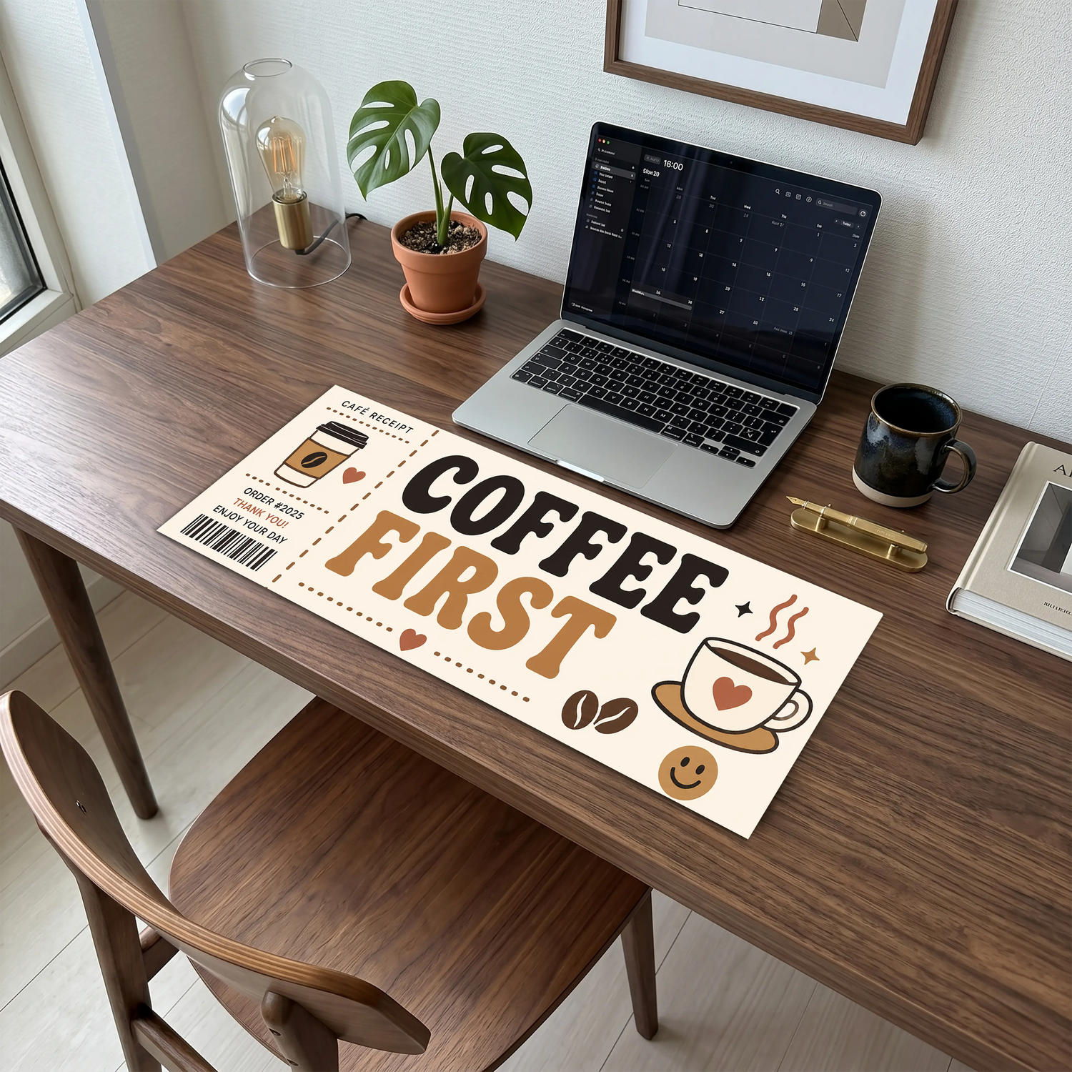 Coffee First Kafe Makbuzu Desenli Klavye Önü Dekor
