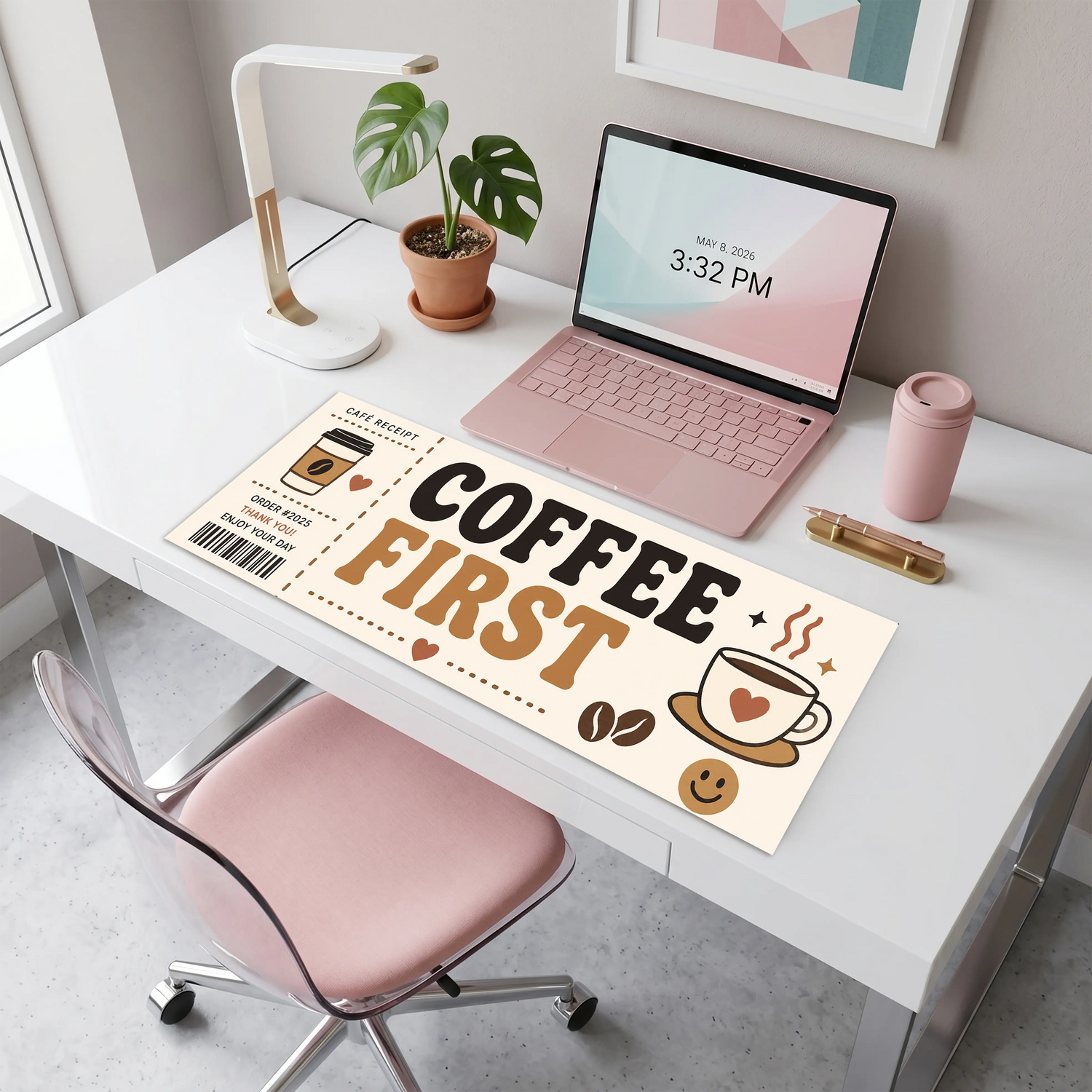 Coffee First Kafe Makbuzu Desenli Klavye Önü Dekor