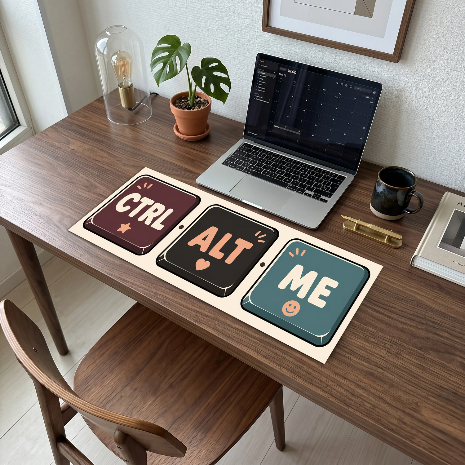 Ctrl Alt Me Klavye Tuşu Desenli Klavye Önü Dekor - Modern Ctrl Alt Me Klavye Dekoru