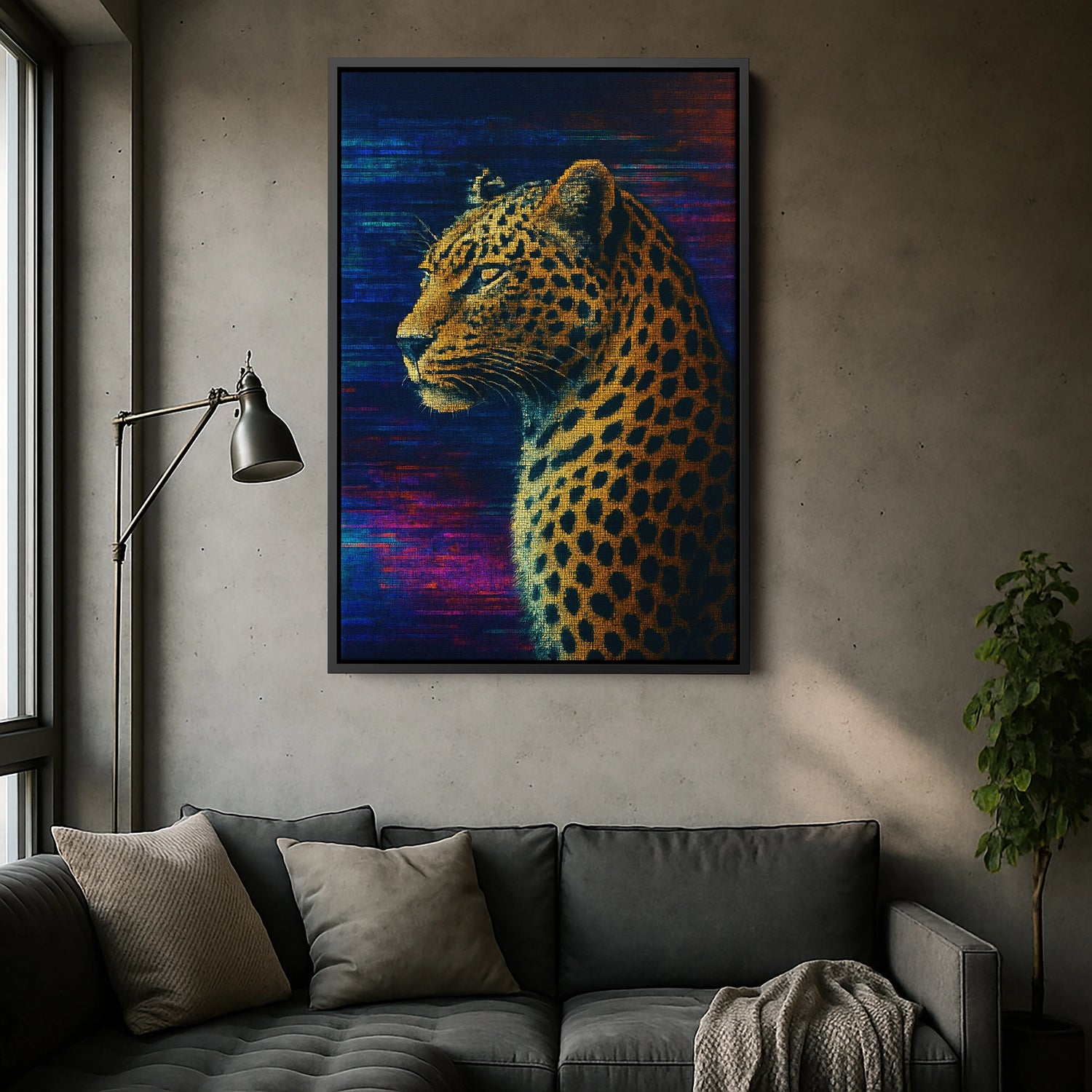 Cyber Glitch Leopar Tablo - Sanatınızı Tamamlayacak Lezzetli Bir Leopar Tablo