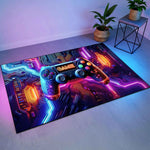 Neon Oyun Konsolu ve Devre Kartı Desenli Gamer Halısı