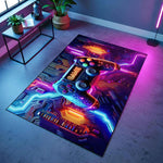 Neon Oyun Konsolu ve Devre Kartı Desenli Gamer Halısı