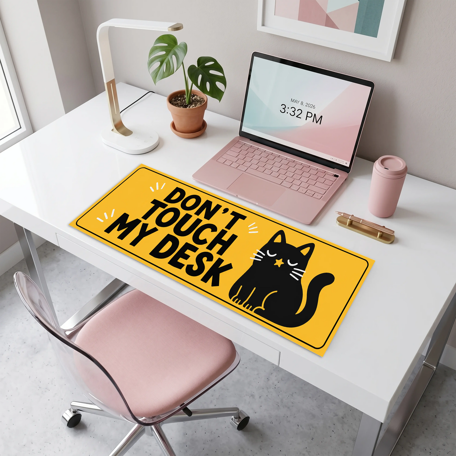Kedi Desenli Klavye Dekoru - Don't Touch My Desk Temalı Dekorasyon