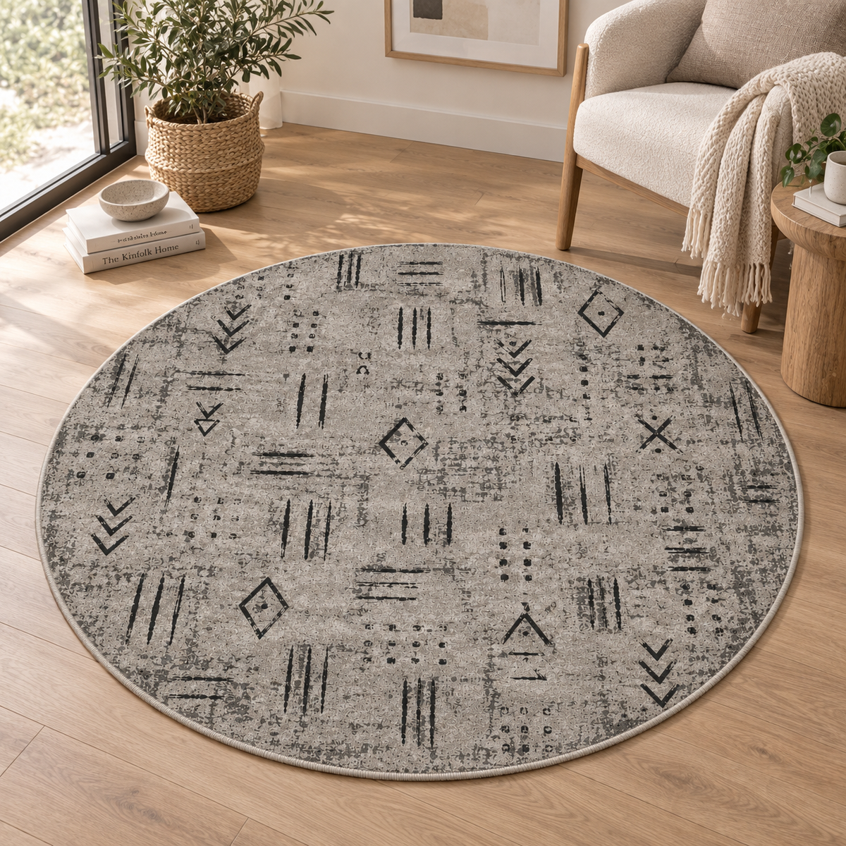 etnik-geometrik-motifli-gri-yuvarlak-hali-bohem-iskandinav-salon