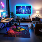 Gamer Zone Sarı Tabela Desenli Çatlak Zemin Halı