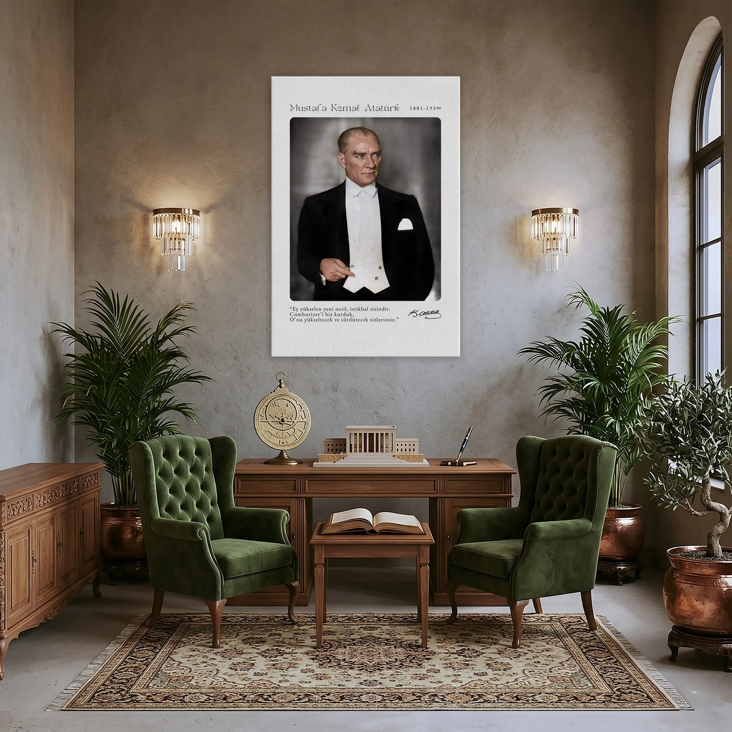 Atatürk Portresi – 'İstikbal Sizindir' Yazılı Çerçeveli Tablo & Poster