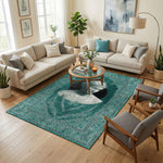 Klasik desenli turkuaz fon üzerinde yer alan vintage kadın büstü illüstrasyonu ile tasarlanan dijital baskı halı, yumuşak renk paleti ve simetrik bordür yapısıyla sofistike bir görünüm sunar. Baskı kalitesinin yüksekliği sayesinde portre dokusu, kontur çizgileri ve zemin detayları keskin ve homojen şekilde algılanır. Salon, ofis, galeri ve konsept mekanlar için ideal olan bu halı, sanatsal duruşuyla FabricUp markasının seçkin tasarımlarındandır.
