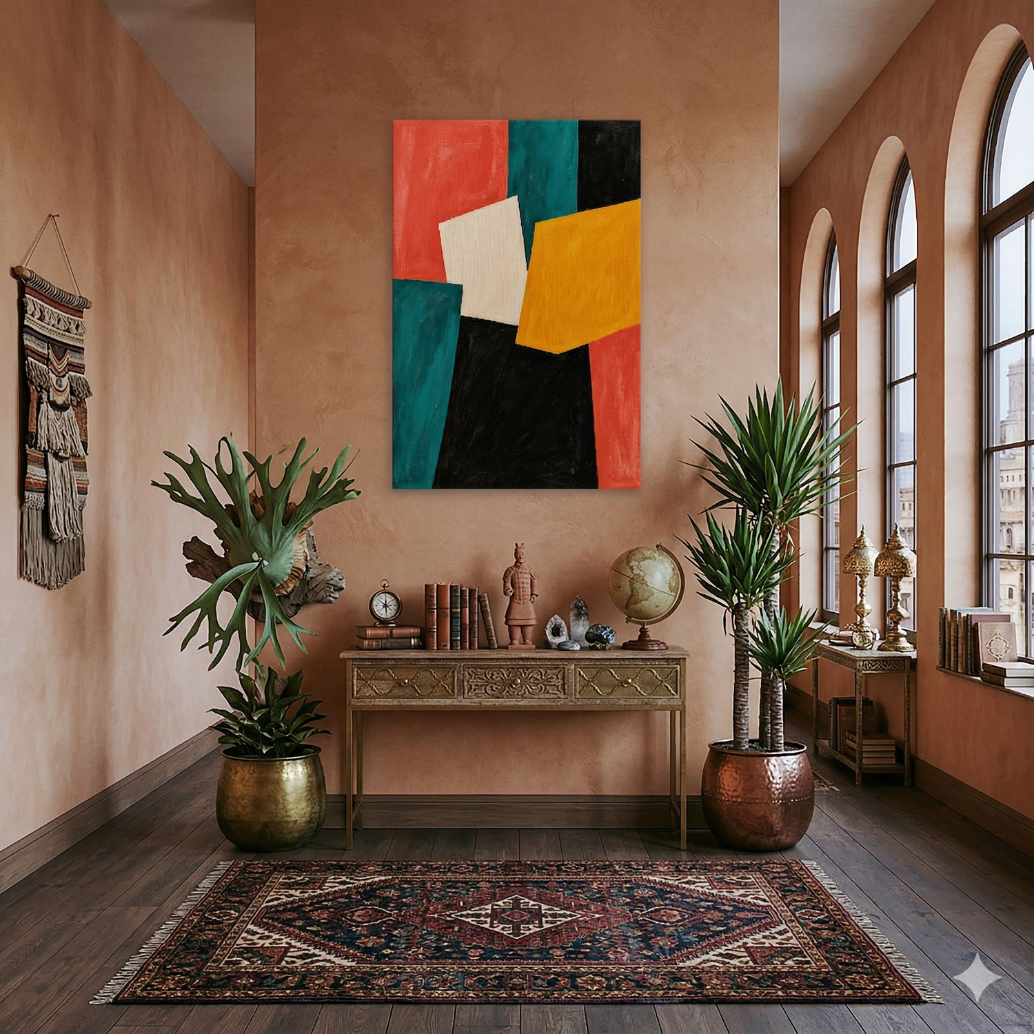 Geometrik Renk Blokları Soyut Kanvas Tablo