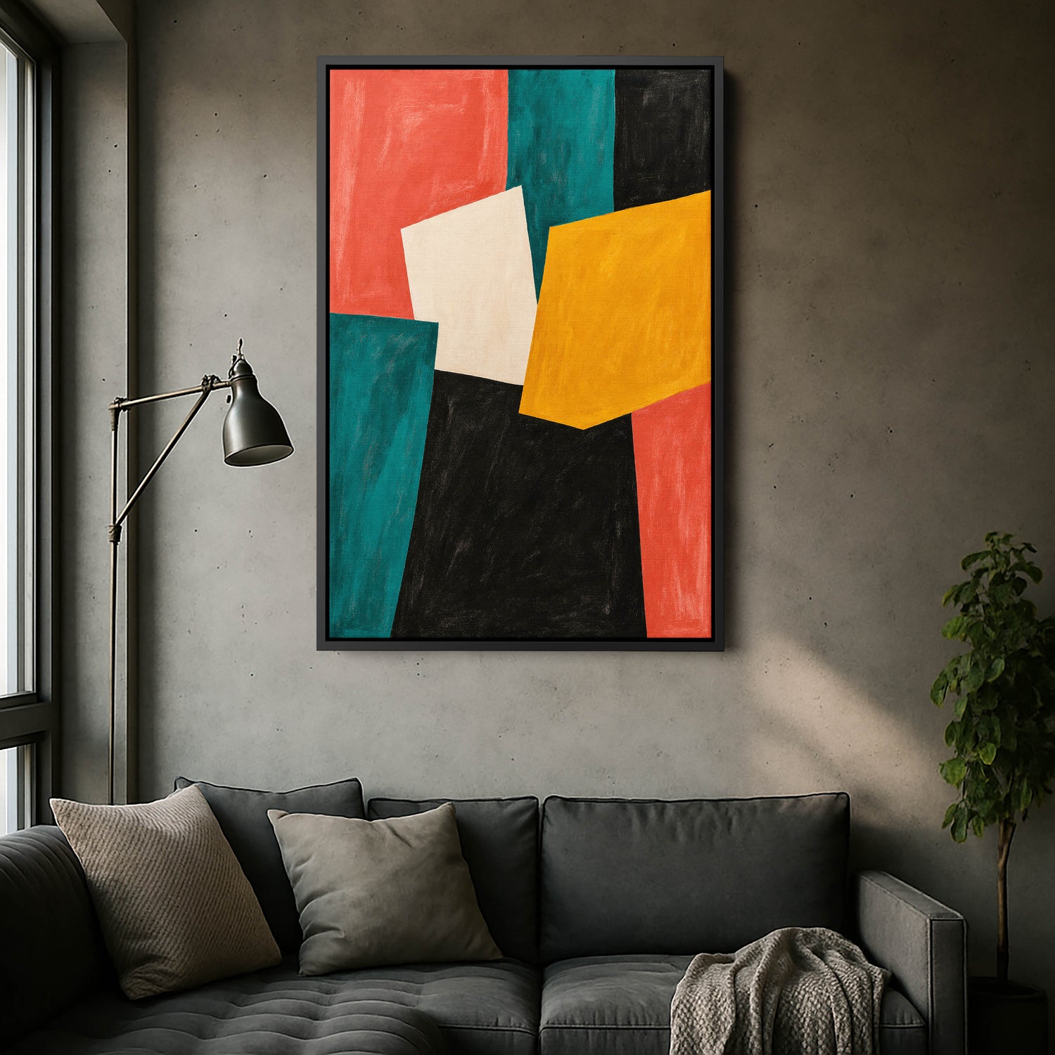 Geometrik Renk Blokları Soyut Kanvas Tablo