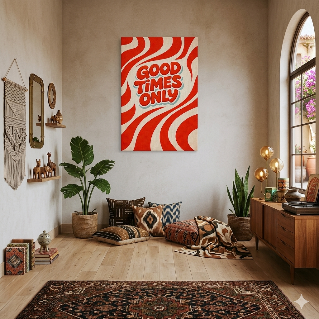 Good Times Only Groovy Tipografi Kanvas Tablo