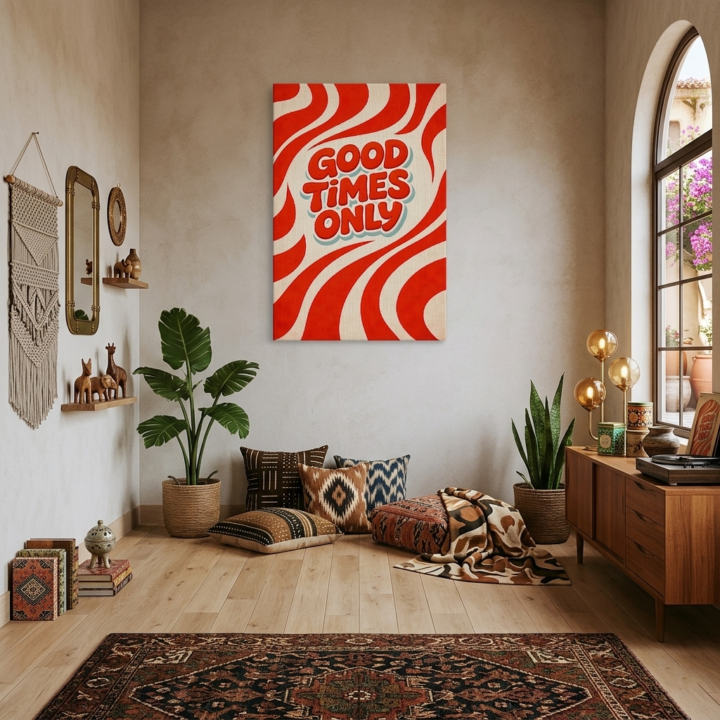 Good Times Only Groovy Tipografi Kanvas Tablo