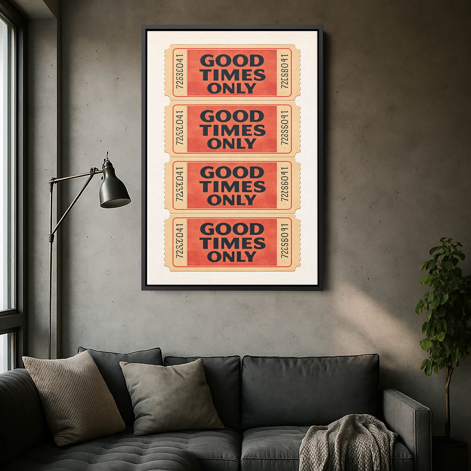 Good Times Only Retro Bilet Kanvas Tablo