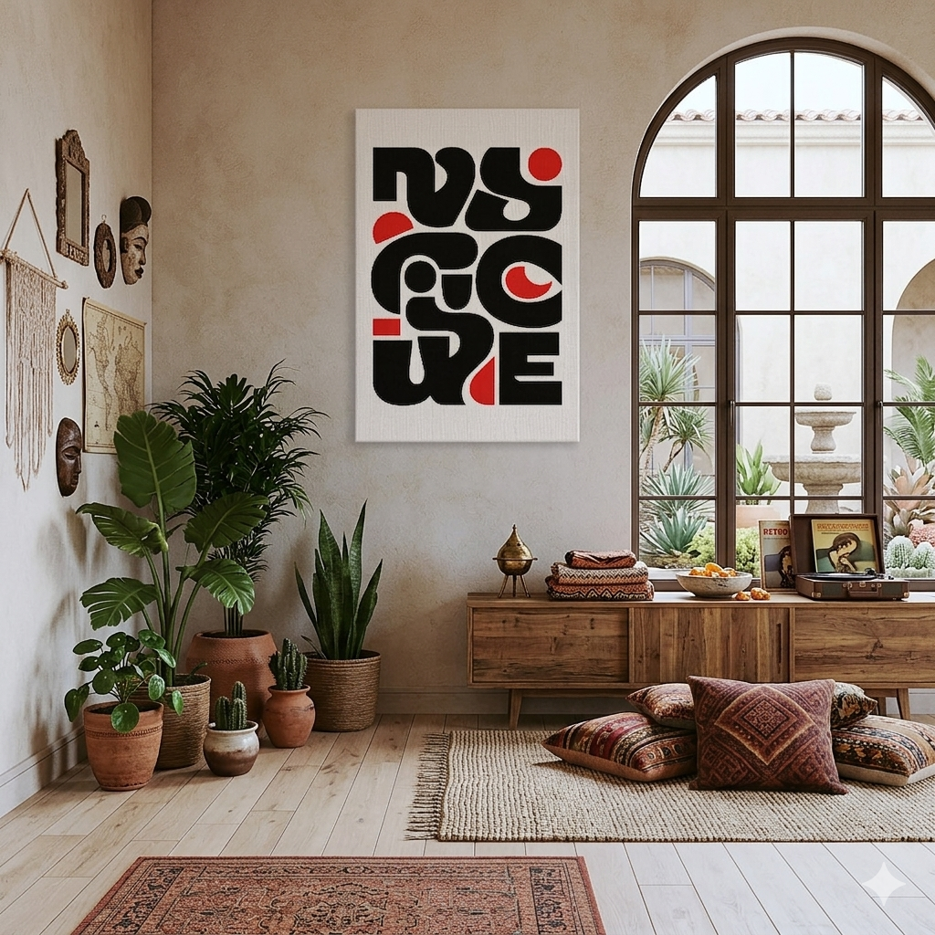 Grotesk Tipografi Soyut Kanvas Tablo