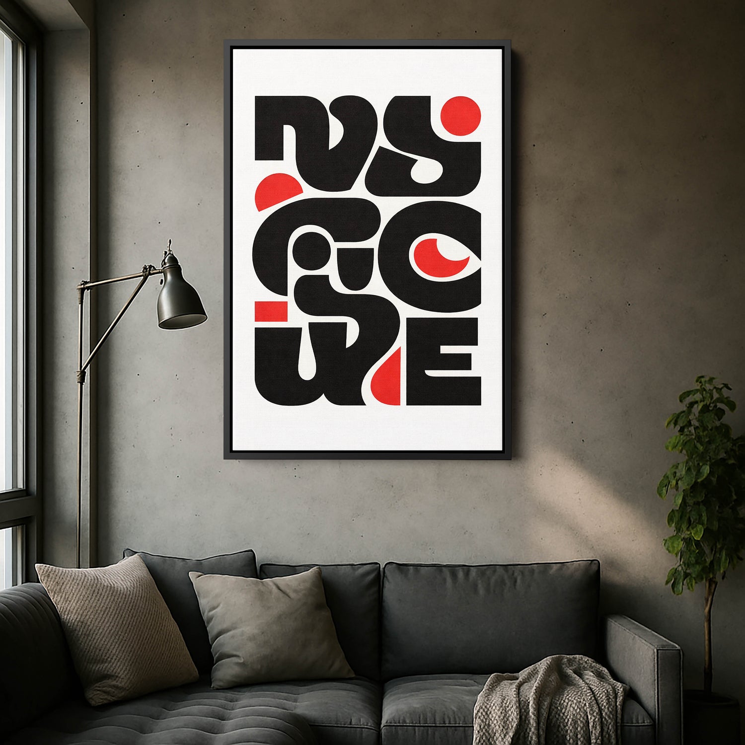 Grotesk Tipografi Soyut Kanvas Tablo