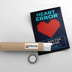 Poster estetiğinde hazırlanan “Heart Error – Restart” temalı bu kanvas tablo, dijital kültür, oyun dünyası ve duygusal sembolleri bir araya getiren enerjik bir kompozisyon sunar. Piksel kalp formu, uyarı ikonları ve tipografi, koyu zemin üzerinde güçlü bir kontrast oluşturarak mekana dinamik bir hava katar. Yüksek çözünürlüklü baskı kalitesiyle genç odaları, stüdyolar ve modern ofisler için etkileyici bir dekorasyon seçeneği olan bu eser FabricUp koleksiyonuna aittir.