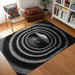 Siyah Beyaz Spiral Merdiven ve Göz Tasarımlı Artistik Halı