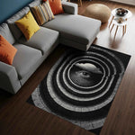 Siyah Beyaz Spiral Merdiven ve Göz Tasarımlı Artistik Halı