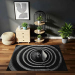 Siyah Beyaz Spiral Merdiven ve Göz Tasarımlı Artistik Halı