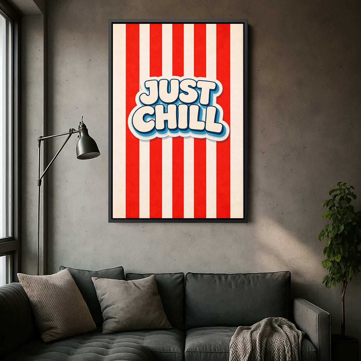 Just Chill Retro Tipografi Kanvas Tablo - Eşsiz Tasarım ile Duvarlarınıza Şıklık Katın