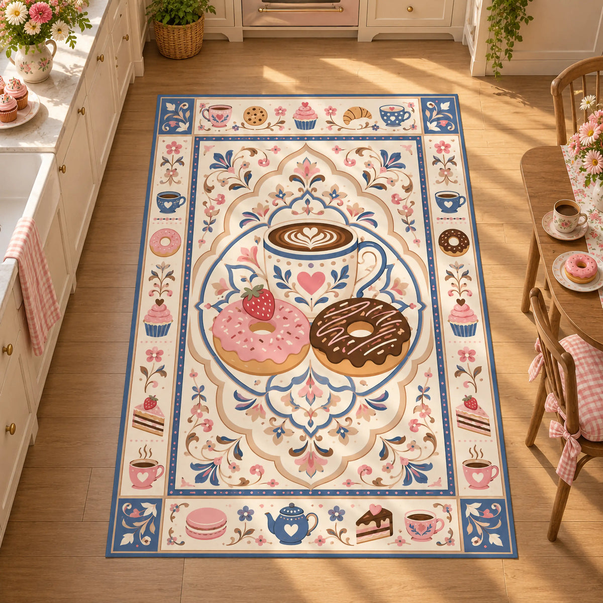  kahve-donut-desenli-mutfak-halisi-vintage-mavi-pembe