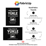 Müşterinin kendi görselini, fotoğrafını veya tasarımını yükleyerek tamamen kişiselleştirilebilir bir halı oluşturabileceğini anlatan özel listeleme görseli; kullanıcıya özgü ölçü, tasarım ve baskı seçenekleriyle bireysel zevke göre halı üretim amacını net şekilde yansıtan tanıtım içeriği.