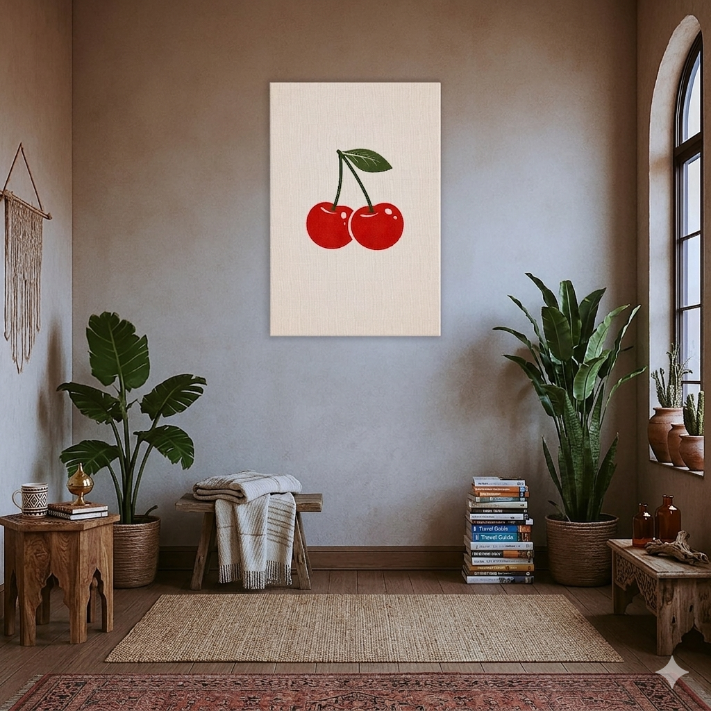 Kiraz Minimalist Kanvas Tablo