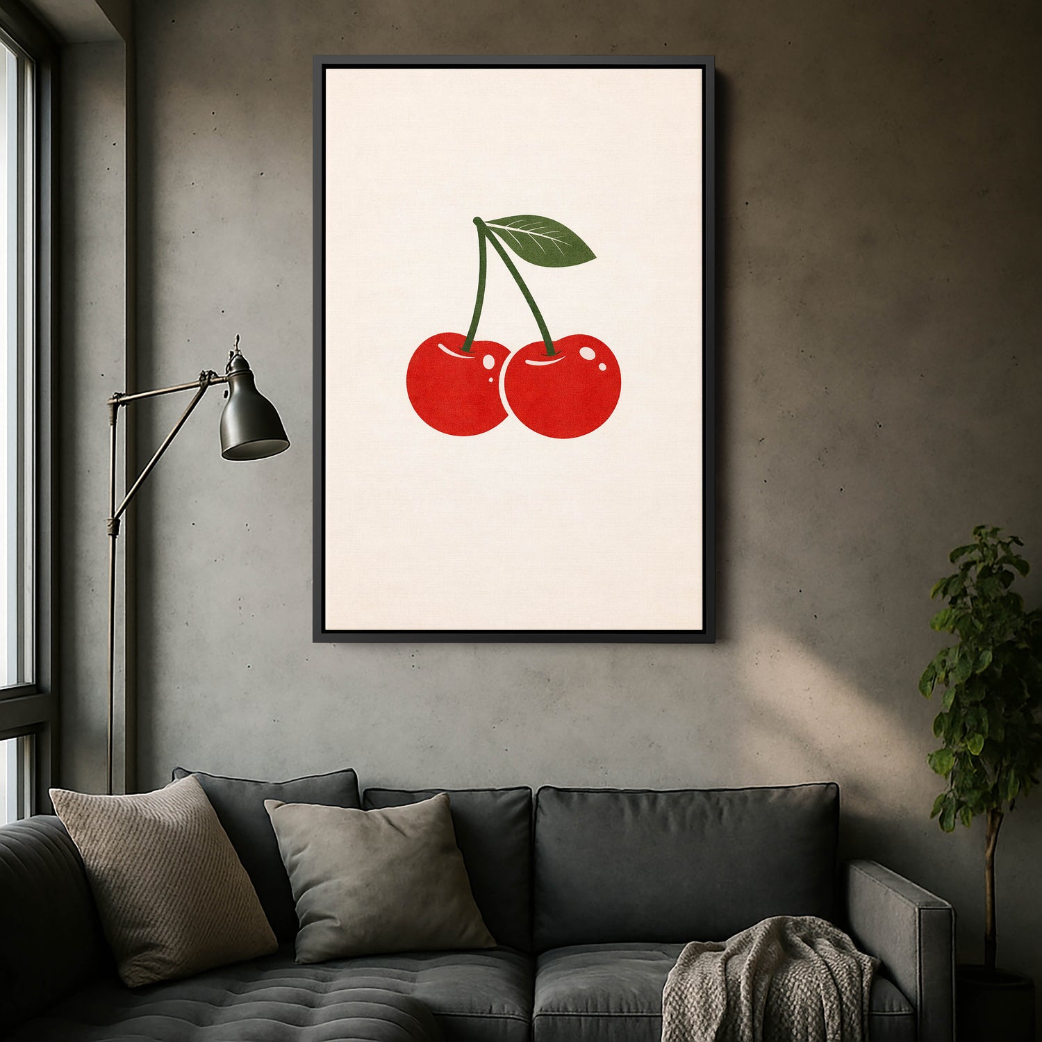 Kiraz Minimalist Kanvas Tablo