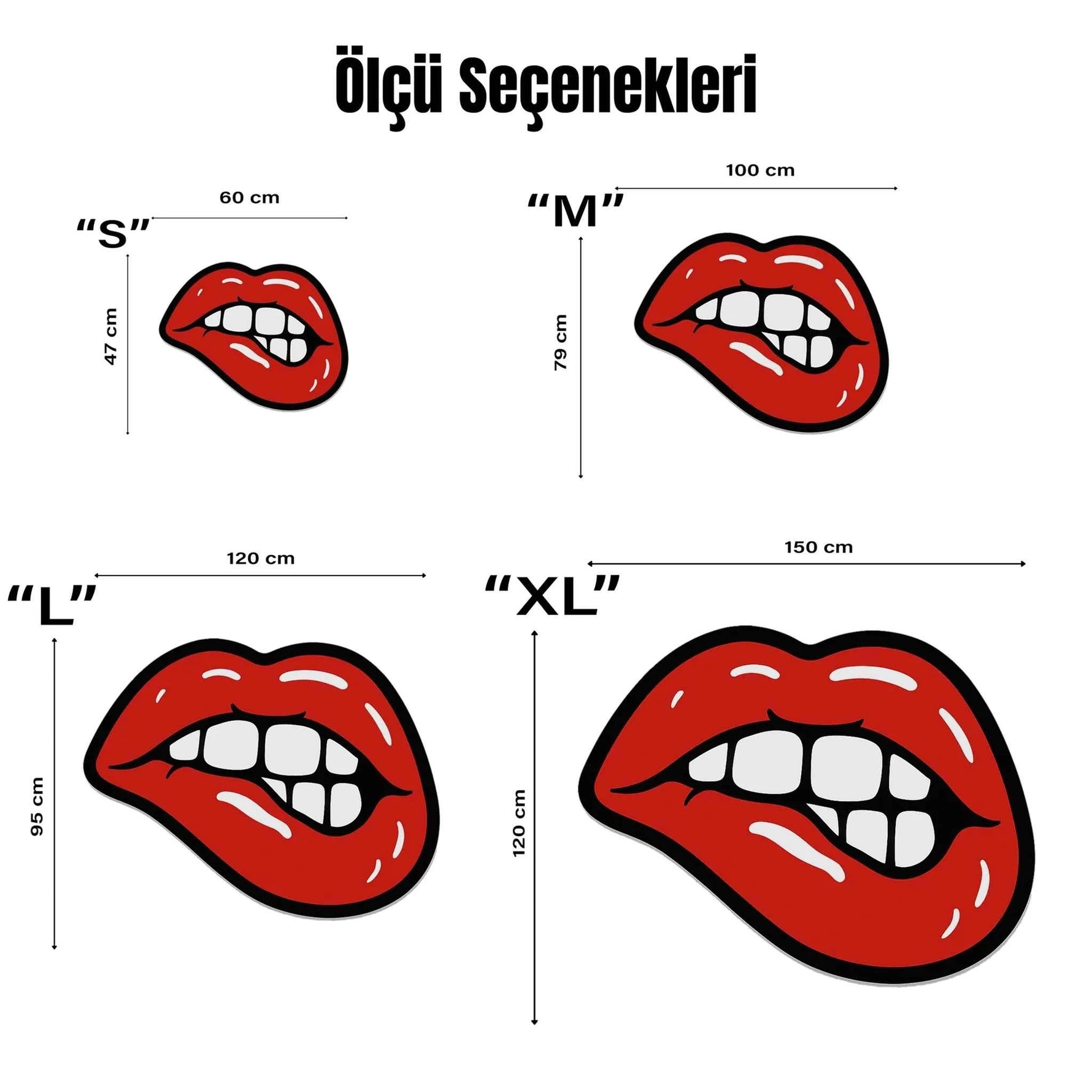 Kırmızı Dudak Tasarımlı Pop-Art Halı