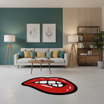 Kırmızı Dudak Tasarımlı Pop-Art Halı
